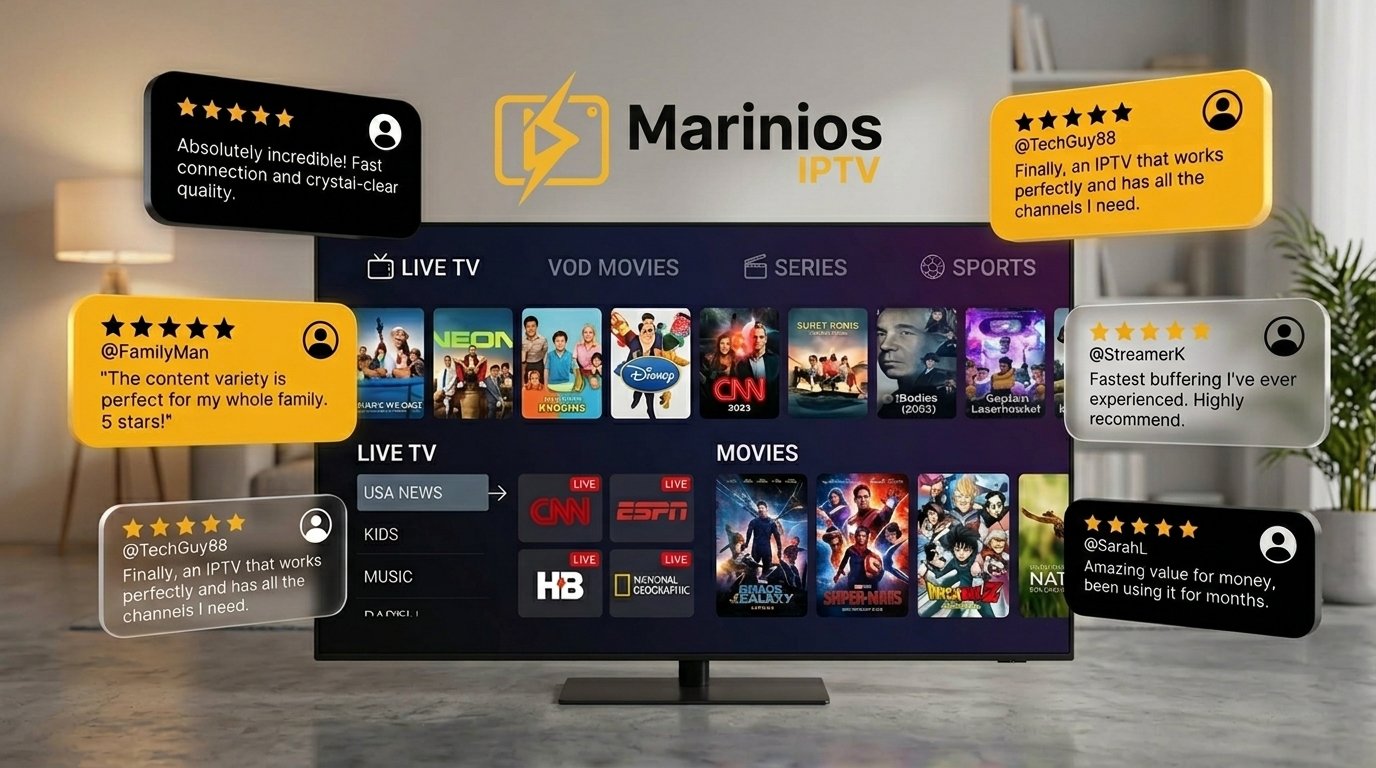 Marinios IPTV review — subscriber watching live TV